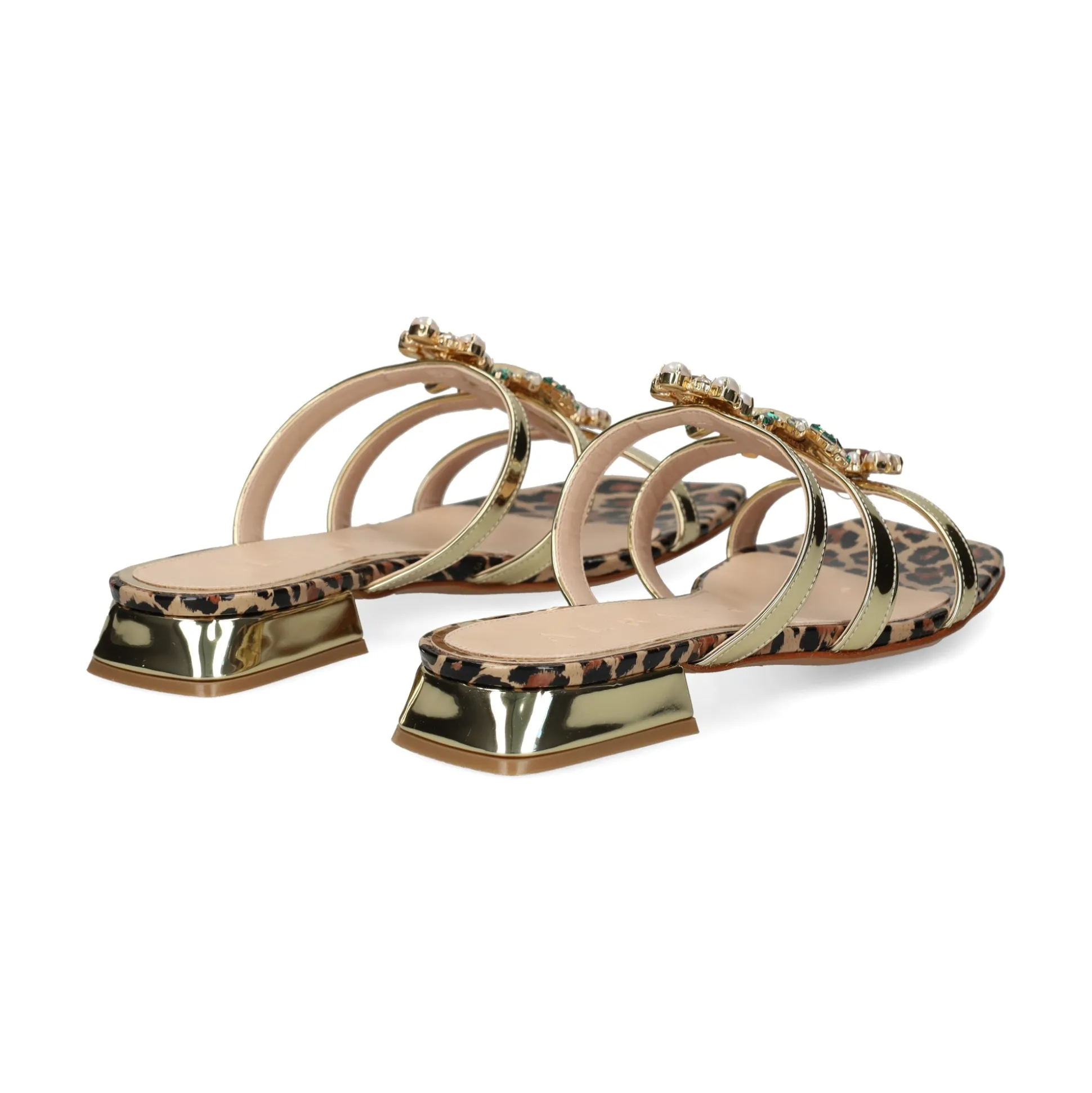 ALBANO Sandalias planas de Mujer 5421 / 1 PLATINO/LEOPARD