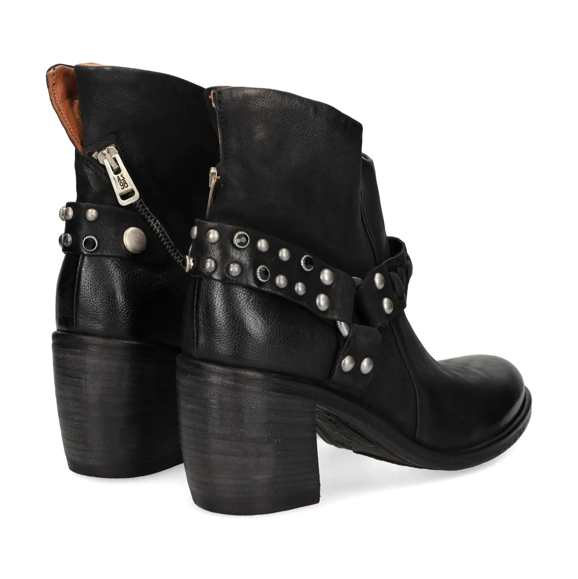 A.S.98 Botines con tacón de Mujer B82206 NEGRO