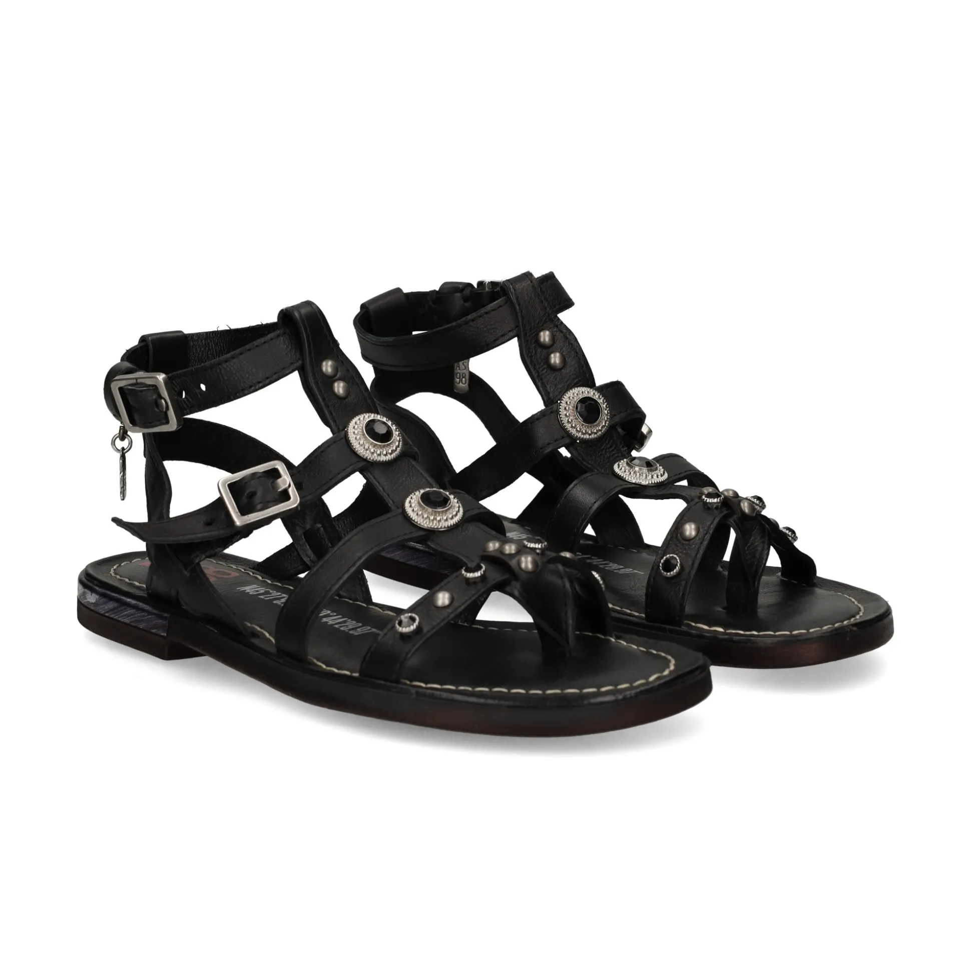 A.S.98 Sandalias planas de Mujer B94002 6002 NEGRO