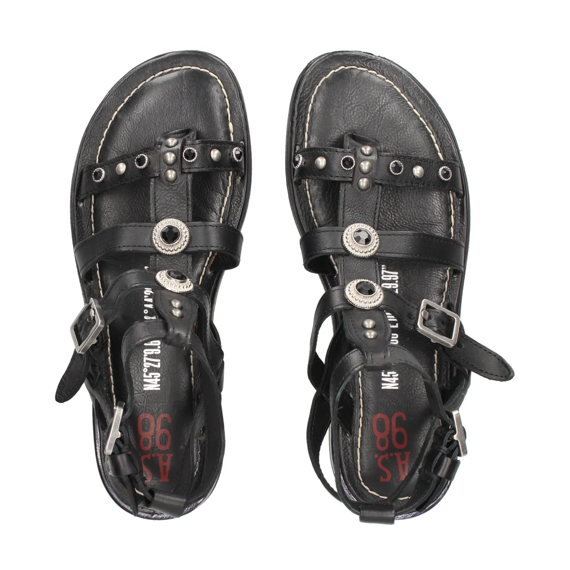 A.S.98 Sandalias planas de Mujer B94002 6002 NEGRO