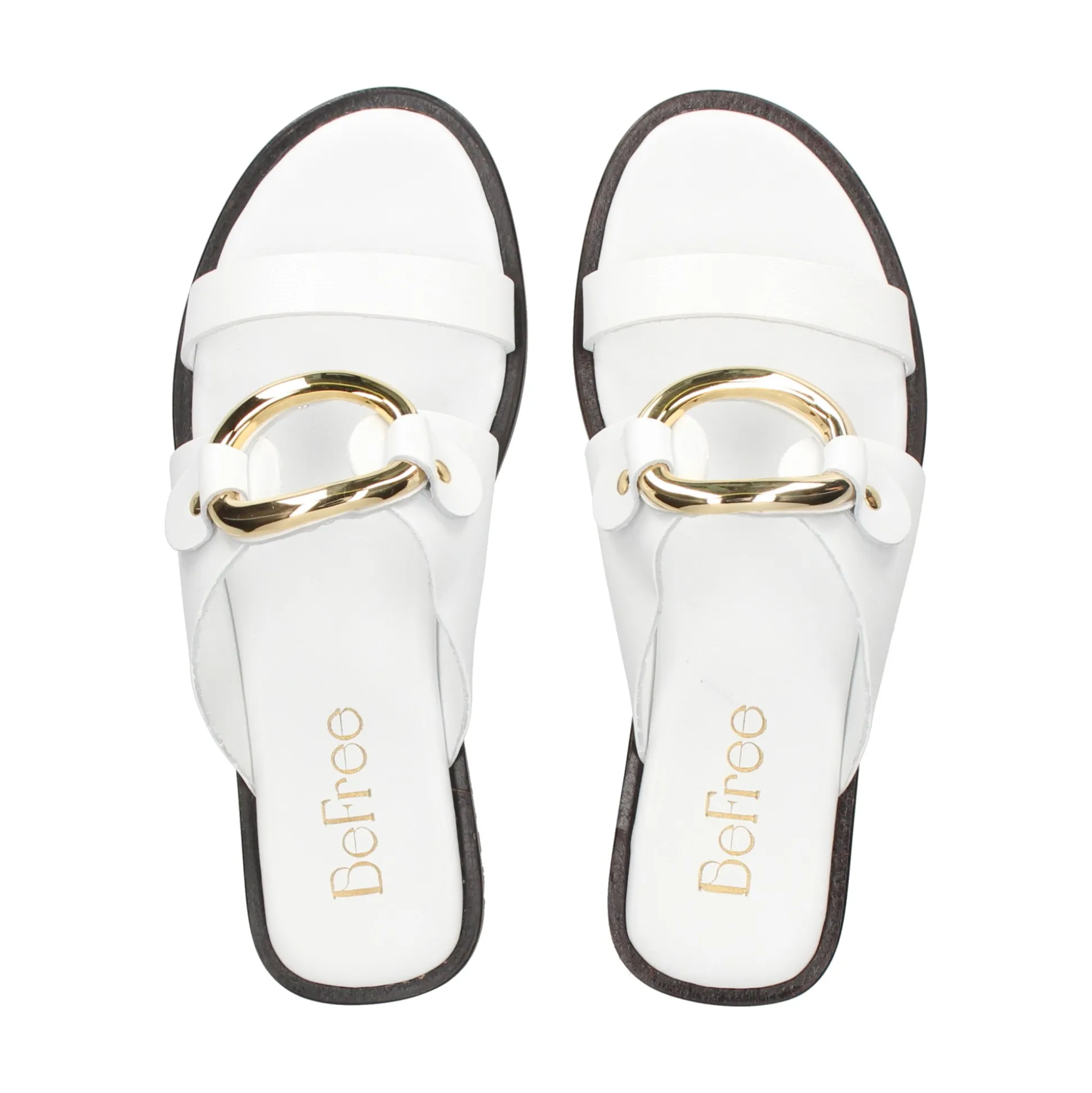 BEFREE Sandalias planas de Mujer NICE-110 BLANCO