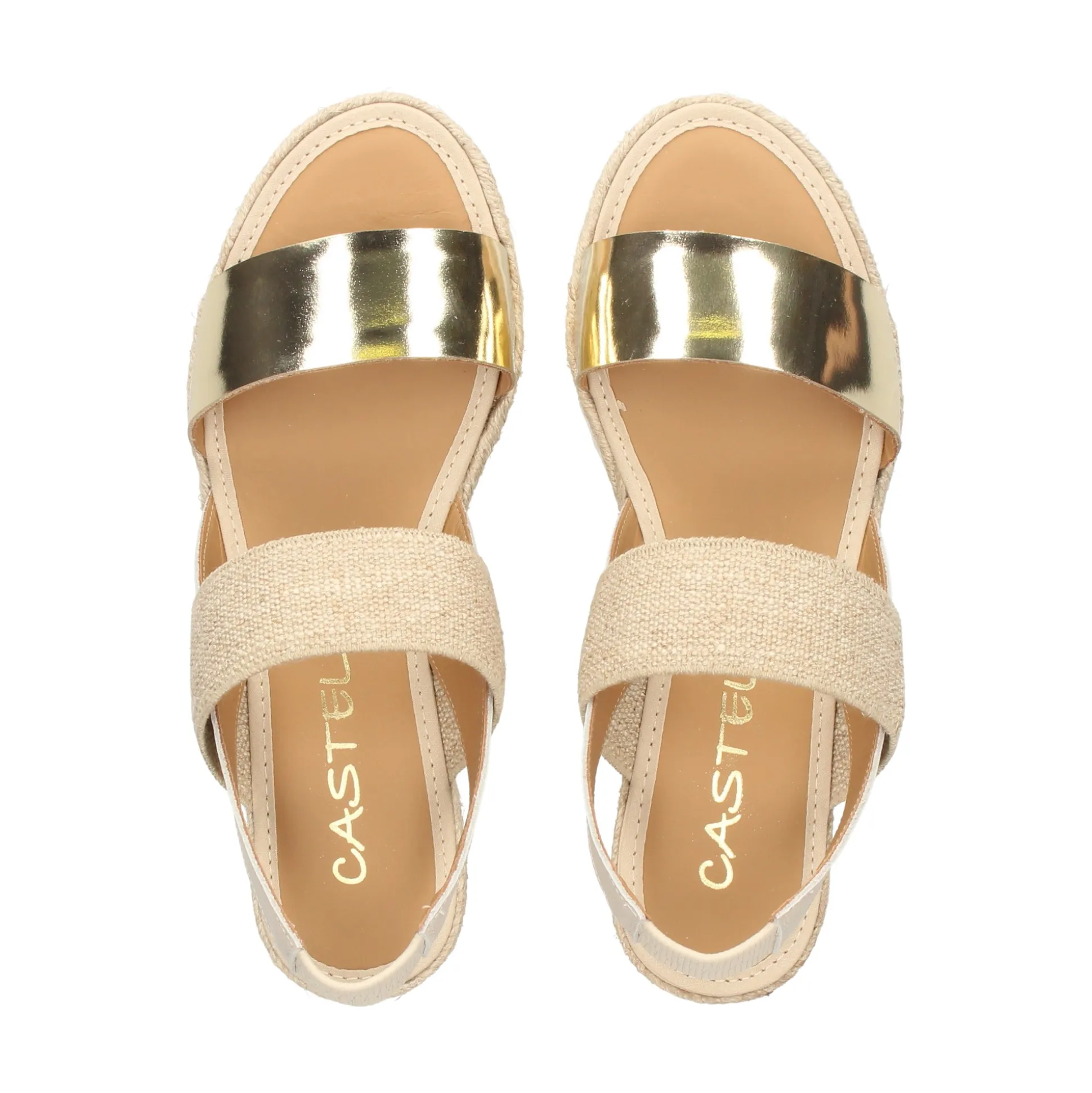 CASTELLER Sandalias cuña de Mujer 52-155-ANYELACA OSTRA+NATURAL