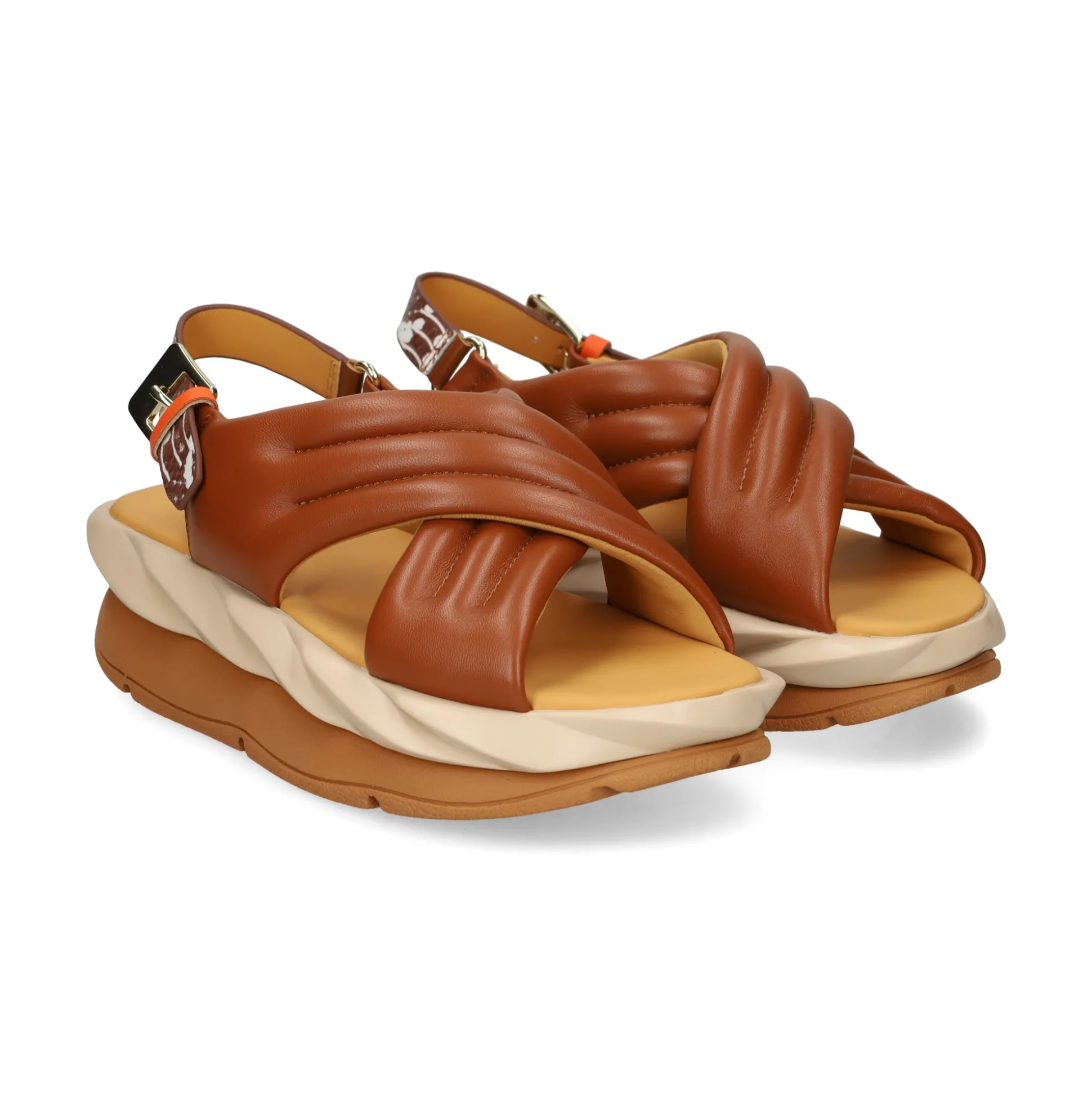 4CCCCEES Sandalias con plataforma de Mujer MELLOW MANA MARRON