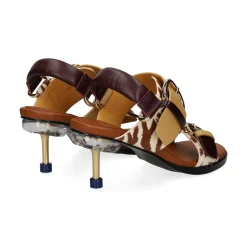 4CCCCEES Sandalias con tacón de Mujer OSHA LINE MID ZEBRA MIX