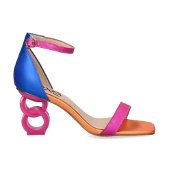 EXE Sandalias con tacón de Mujer LILIAN-055 BLUE-FUCSIA