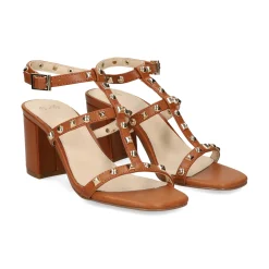 EXE Sandalias con tacón de Mujer CLEO-799 TAN GOLD
