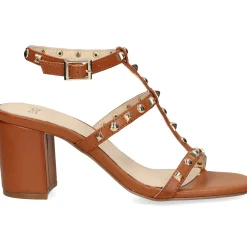 EXE Sandalias con tacón de Mujer CLEO-799 TAN GOLD