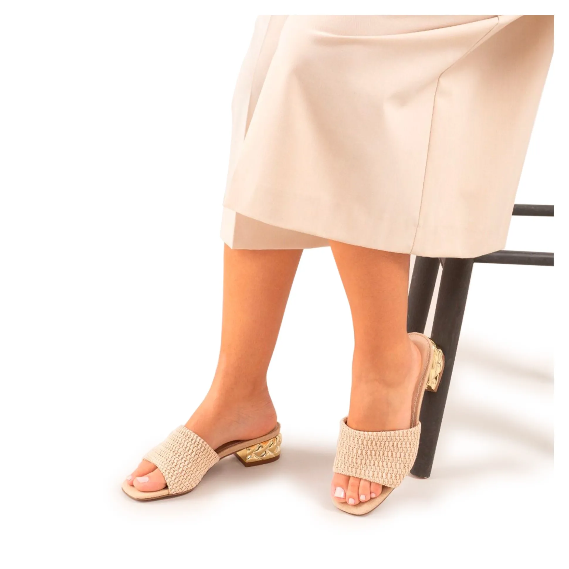 EXE Sandalias con tacón de Mujer KATY-400 BEIGE