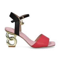 EXE Sandalias con tacón de Mujer LILIAN-177 BLACK-RED