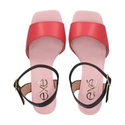 EXE Sandalias con tacón de Mujer LILIAN-177 BLACK-RED