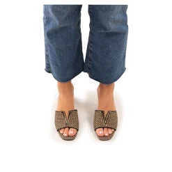 EXE Sandalias con tacón de Mujer SCARLET-601 BLACK BEIGE