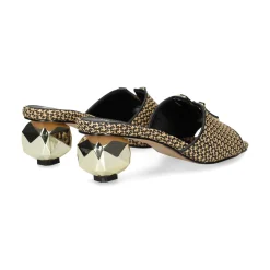 EXE Sandalias con tacón de Mujer SCARLET-601 BLACK BEIGE