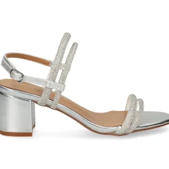 EXE Sandalias con tacón de Mujer 2570-F1906-Y15 SILVER