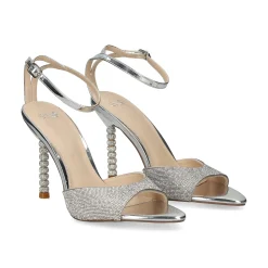 EXE Sandalias con tacón de Mujer JOY-625 SILVER