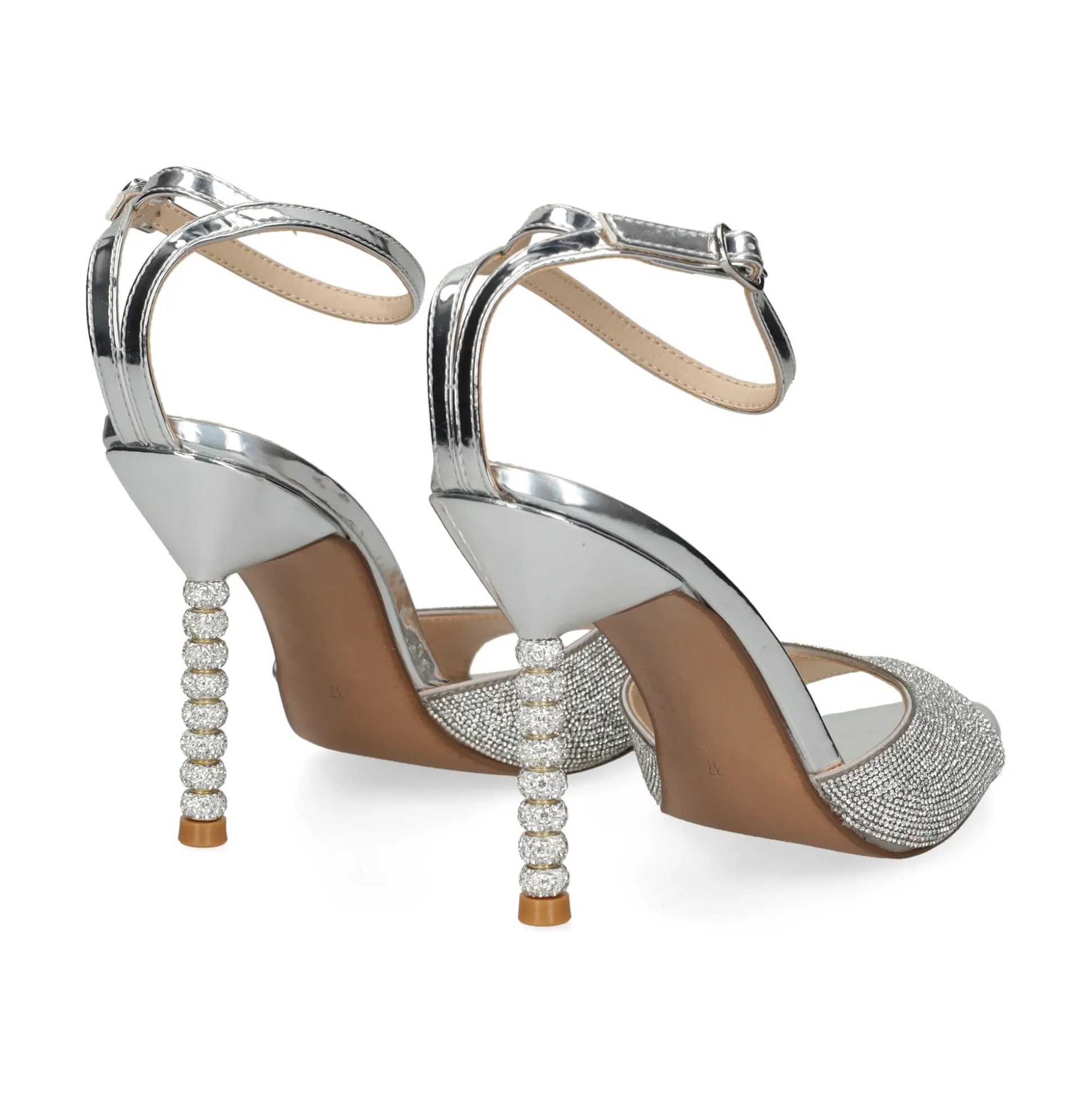 EXE Sandalias con tacón de Mujer JOY-625 SILVER