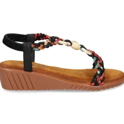 EXE Sandalias cuña de Mujer 721-EX9 NEGRO