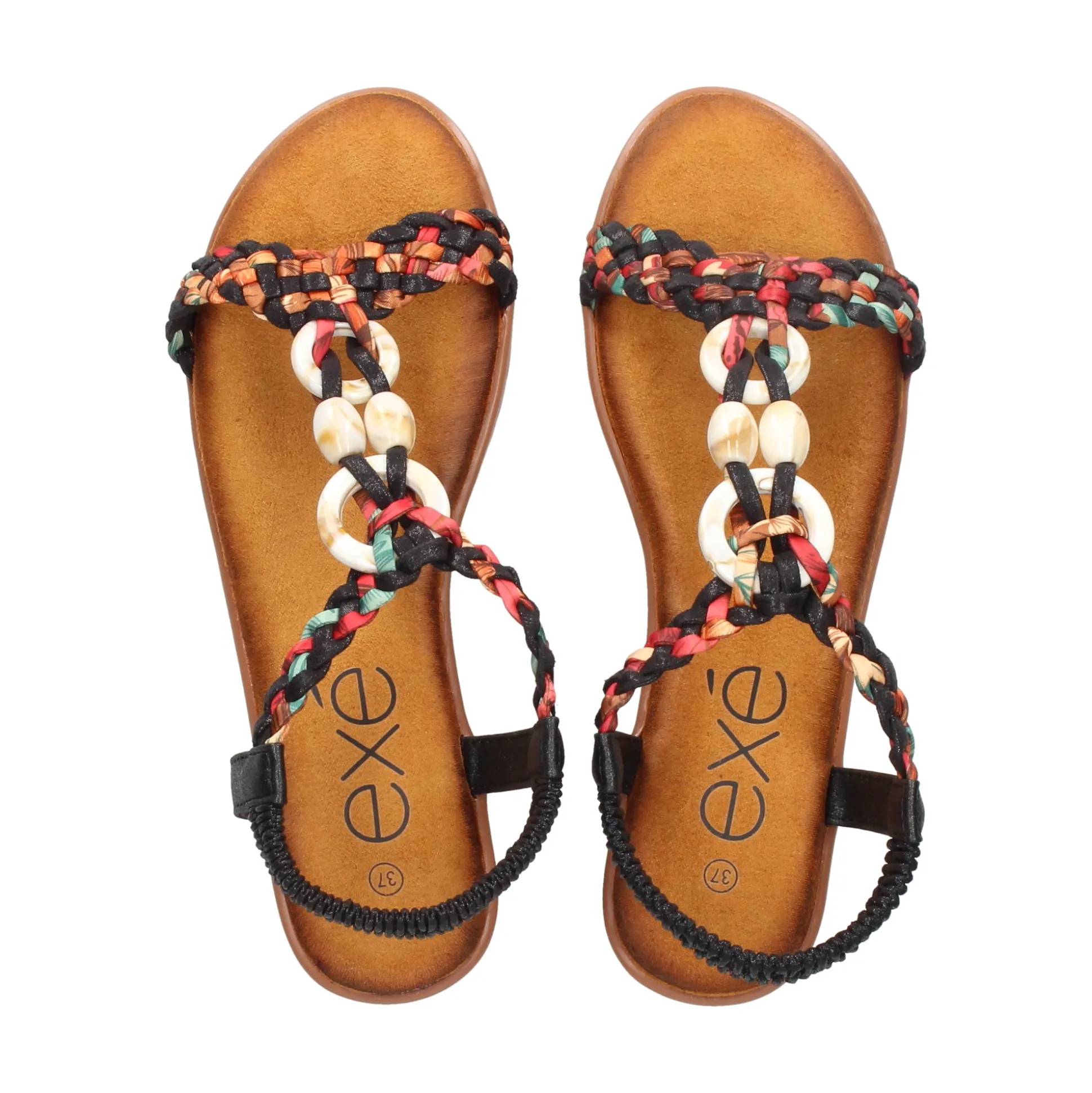 EXE Sandalias cuña de Mujer 721-EX9 NEGRO