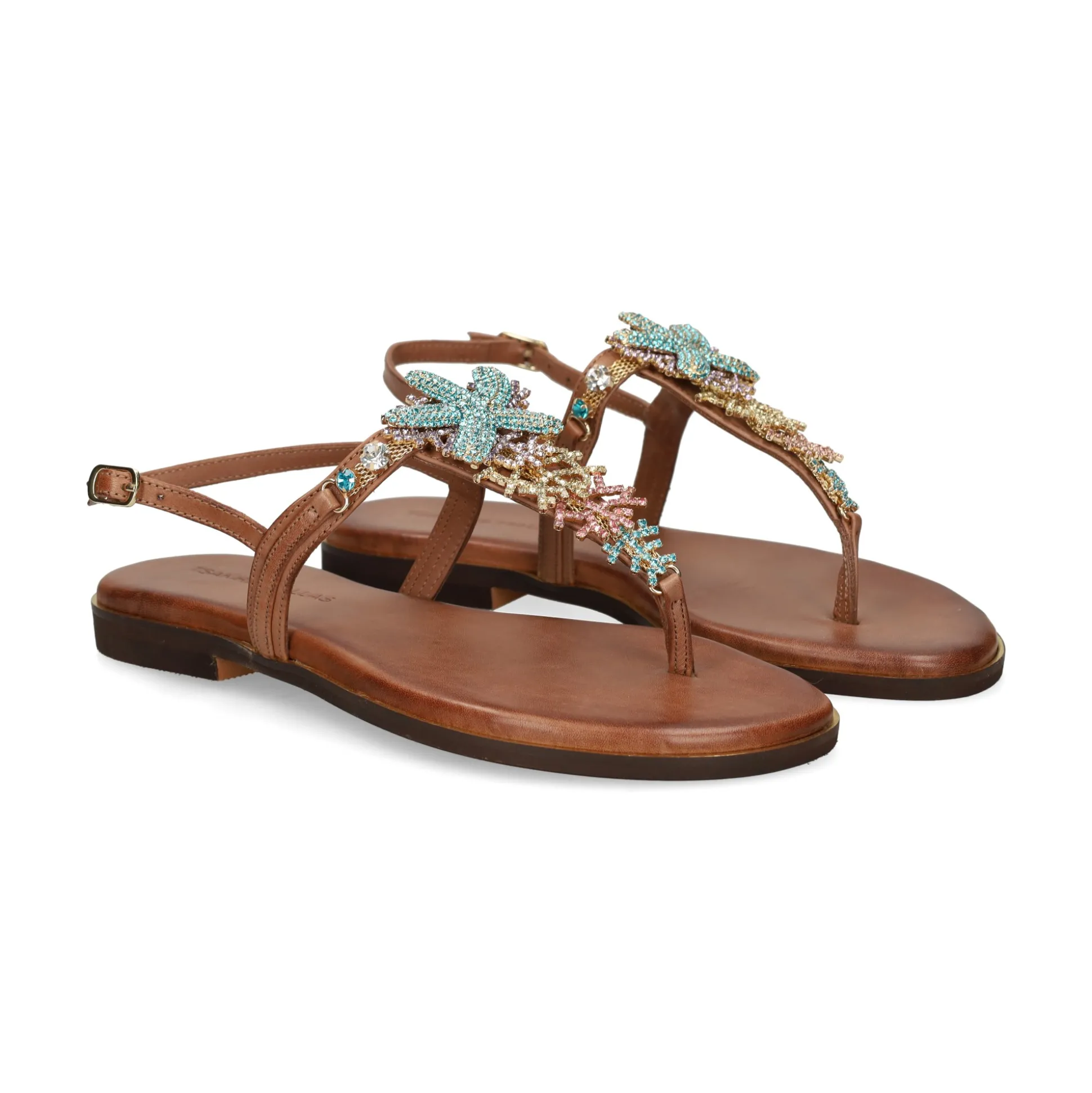 EXE Sandalias planas de Mujer 598 GOLDIE MARRON