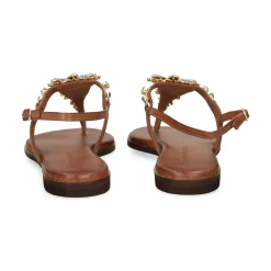 EXE Sandalias planas de Mujer 598 GOLDIE MARRON