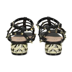 EXE Sandalias planas de Mujer KATY-247 BLACK GOLD