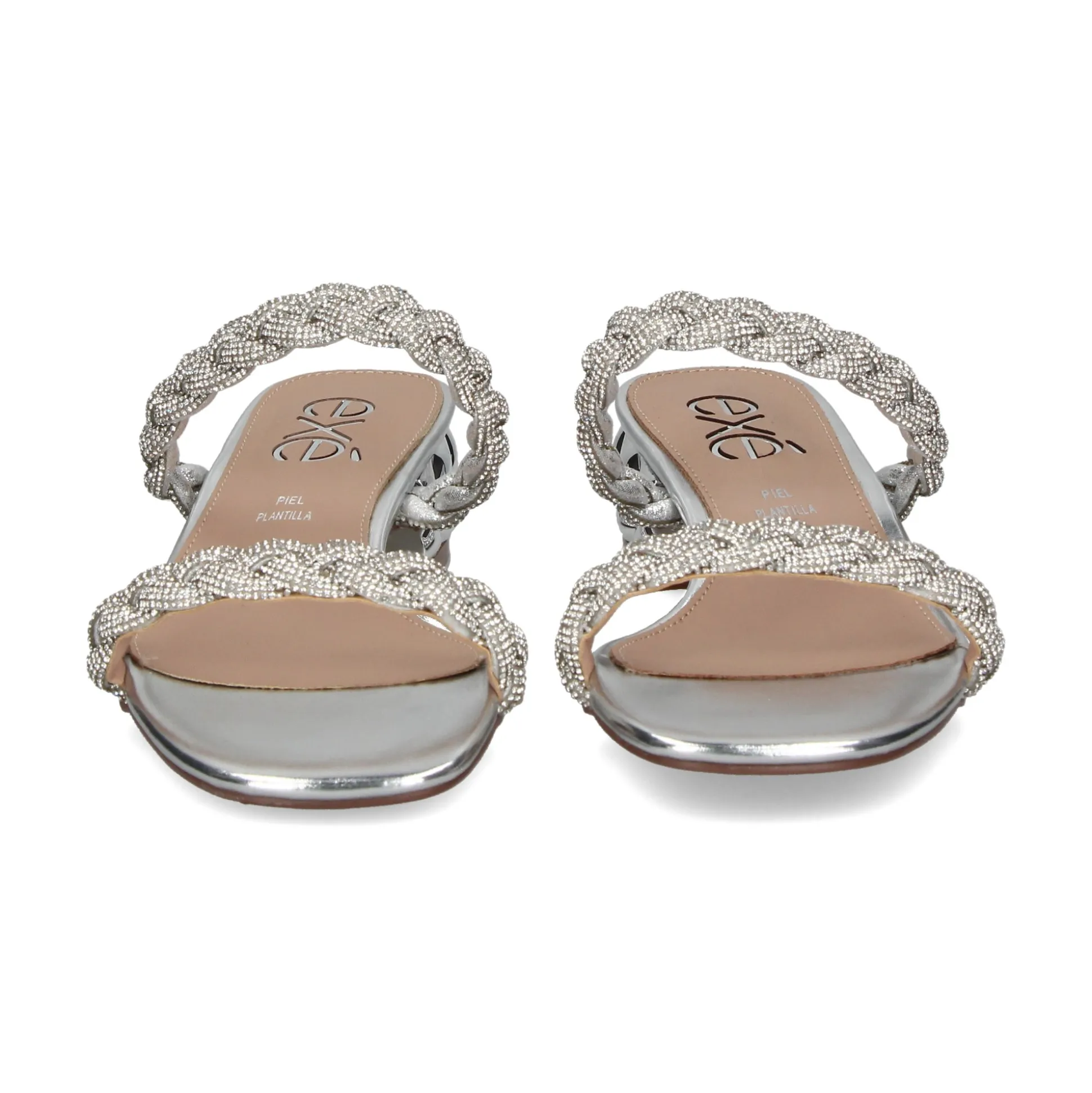 EXE Sandalias planas de Mujer KATY-411 SILVER