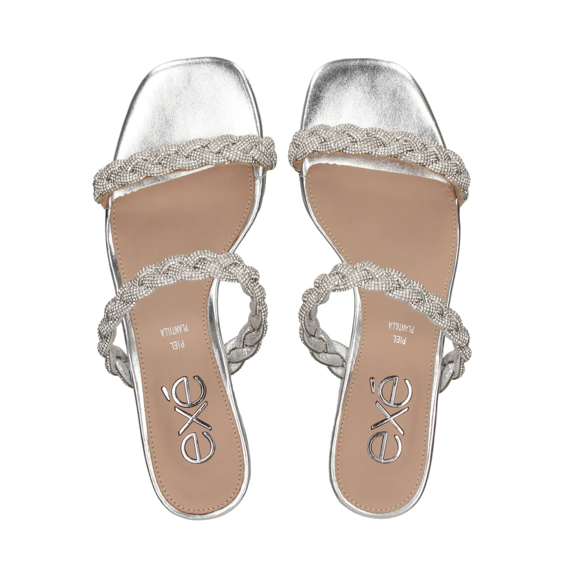 EXE Sandalias planas de Mujer KATY-411 SILVER