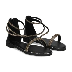 EXE Sandalias planas de Mujer P3375-76 NEGRO