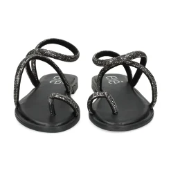 EXE Sandalias planas de Mujer P3300-1063 NEGRO