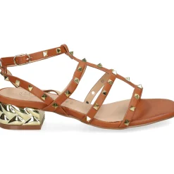 EXE Sandalias planas de Mujer KATY-247 TAN GOLD