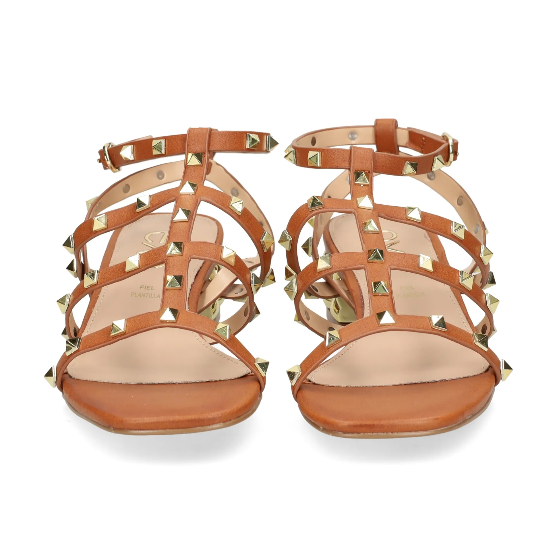 EXE Sandalias planas de Mujer KATY-247 TAN GOLD