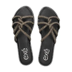 EXE Sandalias planas de Mujer P3375-74 NEGRO