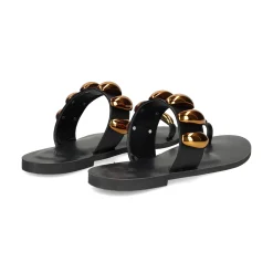 EXE Sandalias planas de Mujer NS-601 NEGRO