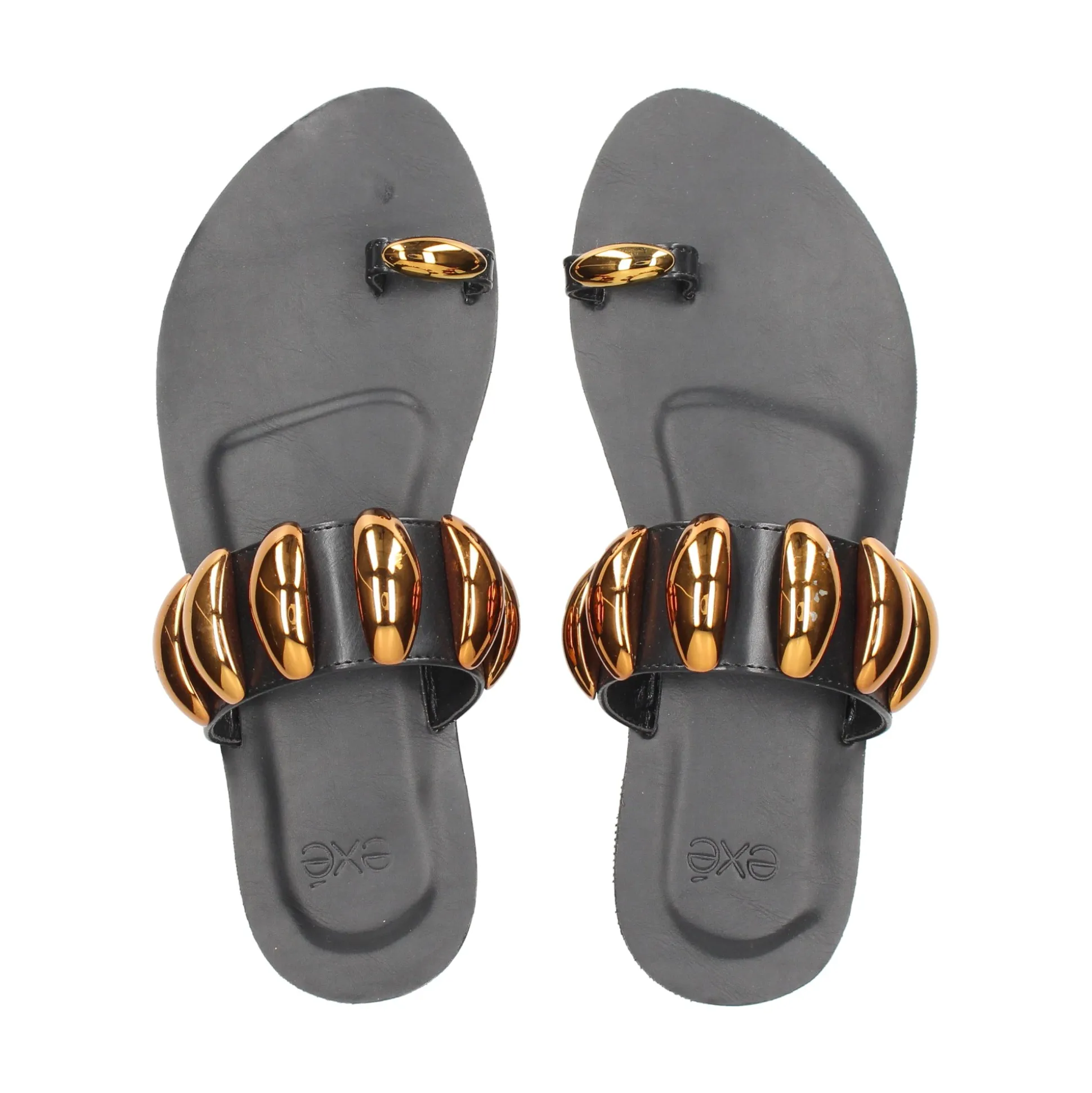 EXE Sandalias planas de Mujer NS-601 NEGRO