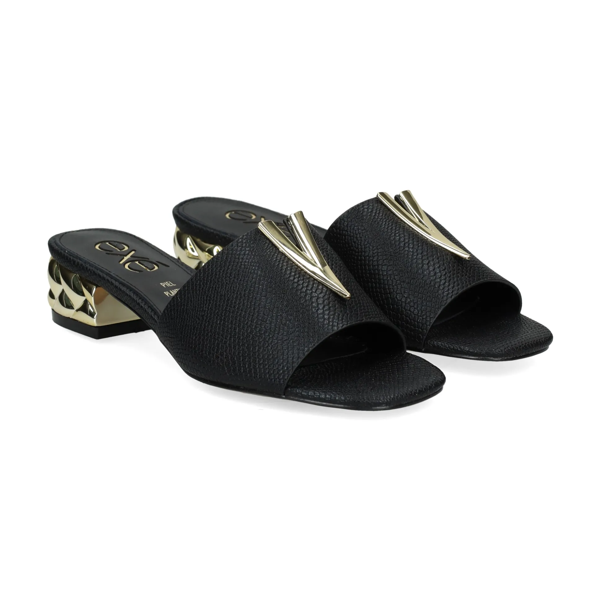 EXE Sandalias planas de Mujer KATY-811 NEGRO
