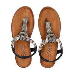 EXE Sandalias planas de Mujer F8043-21 NEGRO