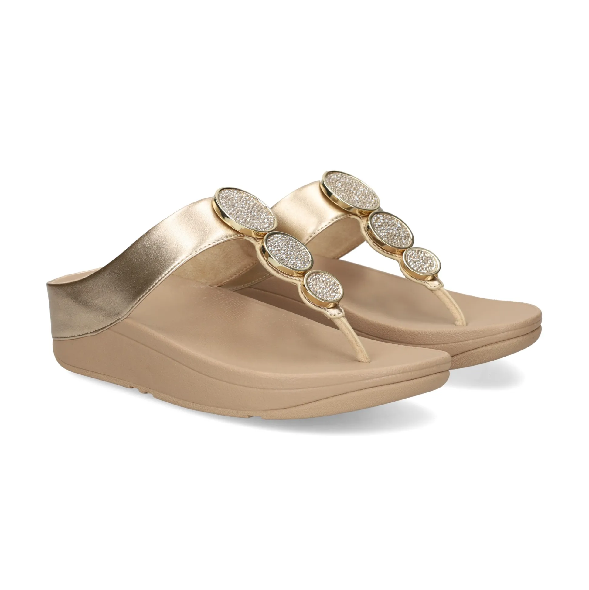 FITFLOP Sandalias cuña de Mujer HJ1 C22 Beige Metal
