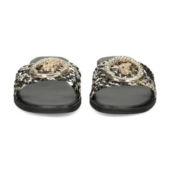 JUST CAVALLI Sandalias planas de Mujer 80RA3S83 PL9 BLACK/GOLD