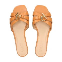 LAUREN RALPH LAUREN Sandalias planas de Mujer BLAIKE SLIDE 006 CARAMEL