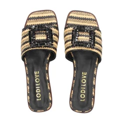 LODI Sandalias planas de Mujer NU4890 RAFIA NEGRO/