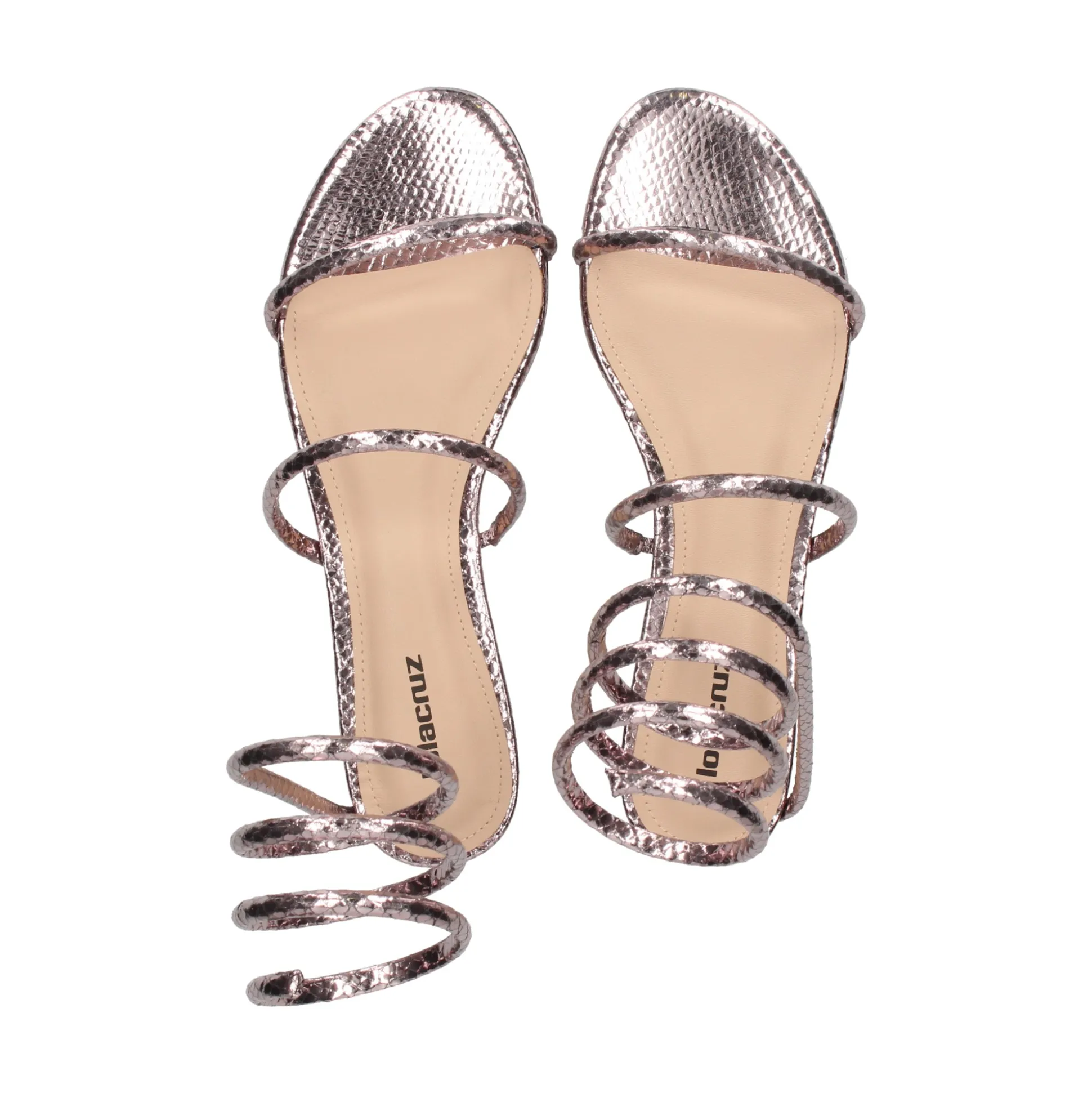 LOLA CRUZ Sandalias planas de Mujer 343Z51BK PLATINO