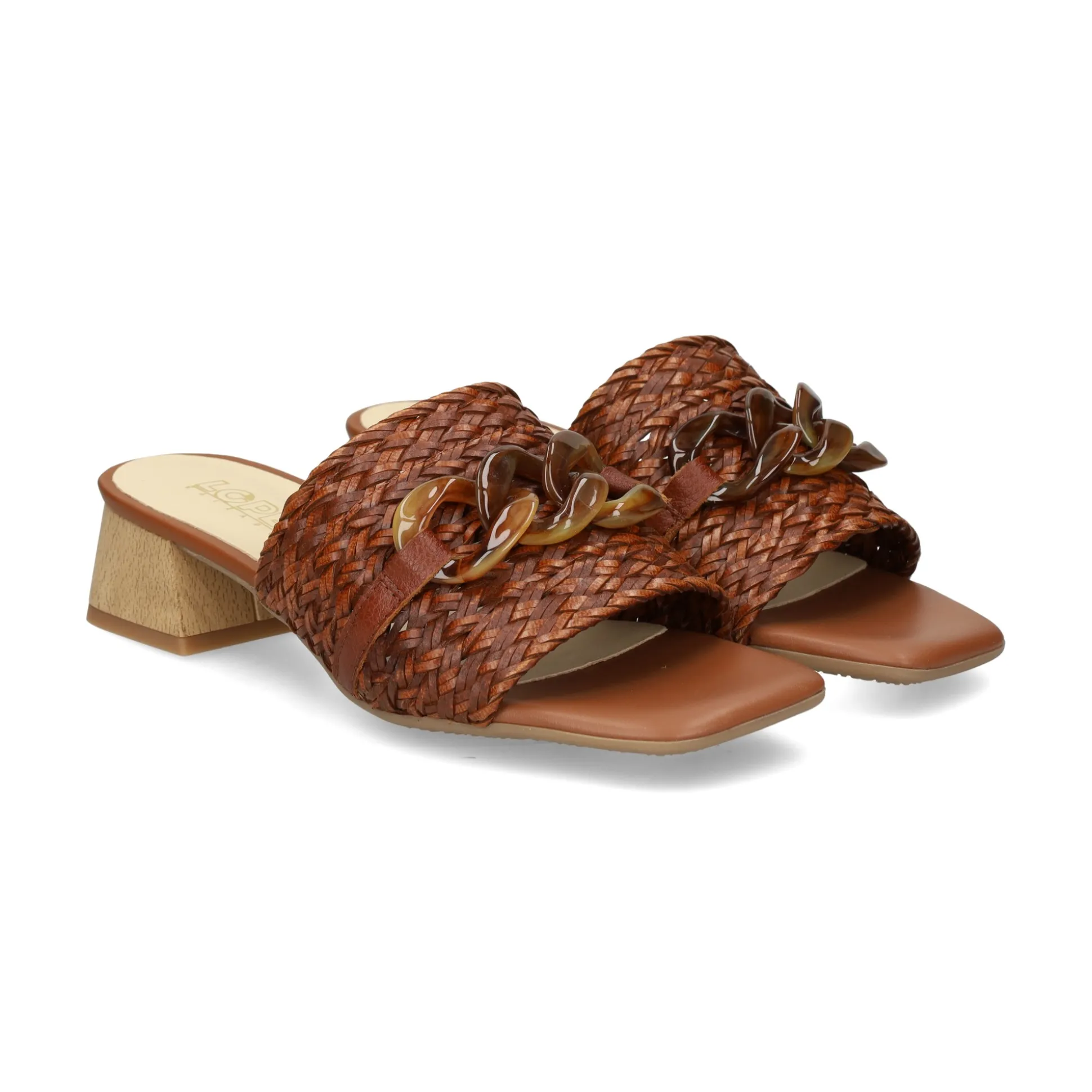 LÓPEZ Sandalias con tacón de Mujer 24524 TABACO