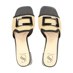 MISS ELASTIC Sandalias con tacón de Mujer 73032 72 CAMEL-NEGRO