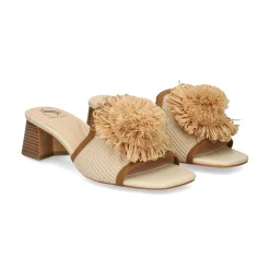 MISS ELASTIC Sandalias con tacón de Mujer 73031 2R CREMA/CUERO