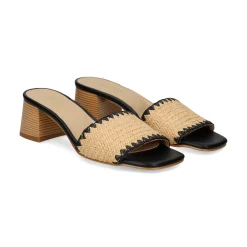 MISS ELASTIC Sandalias con tacón de Mujer 70091 72 CAMEL/NEGRO