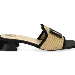 MISS ELASTIC Sandalias con tacón de Mujer 73024 72 CAMEL-NEGRO