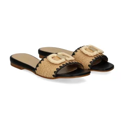 MISS ELASTIC Sandalias planas de Mujer 70088 72 CAMEL/NEGRO
