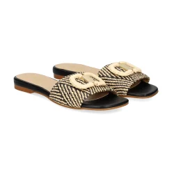 MISS ELASTIC Sandalias planas de Mujer 70106 99 NEGRO/CAMEL