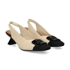 MISS ELASTIC Zapatos de tacón medio de Mujer 76404 77 CREMA/NEGRO