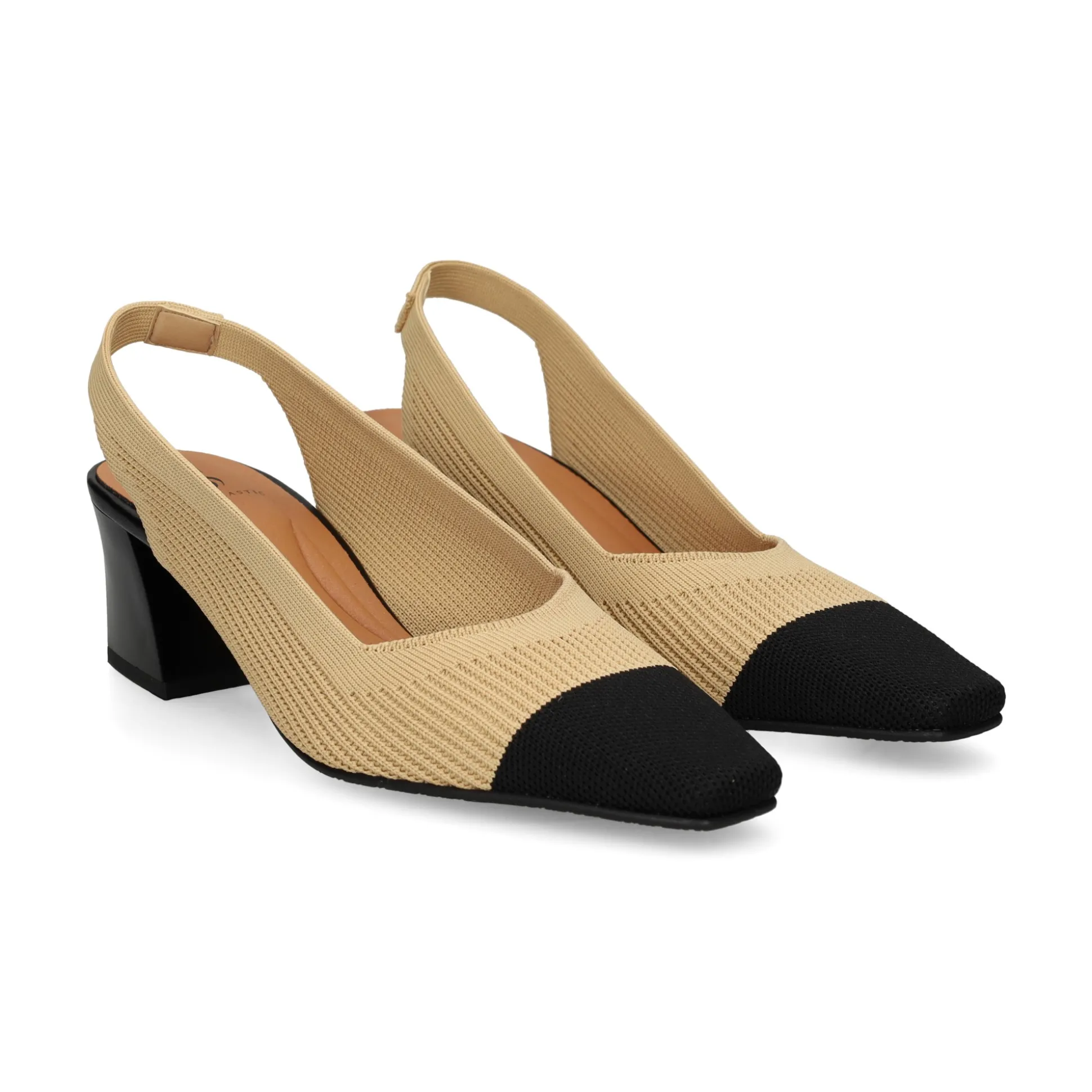 MISS ELASTIC Zapatos de tacón medio de Mujer 76702 72 CAMEL/NEGRO