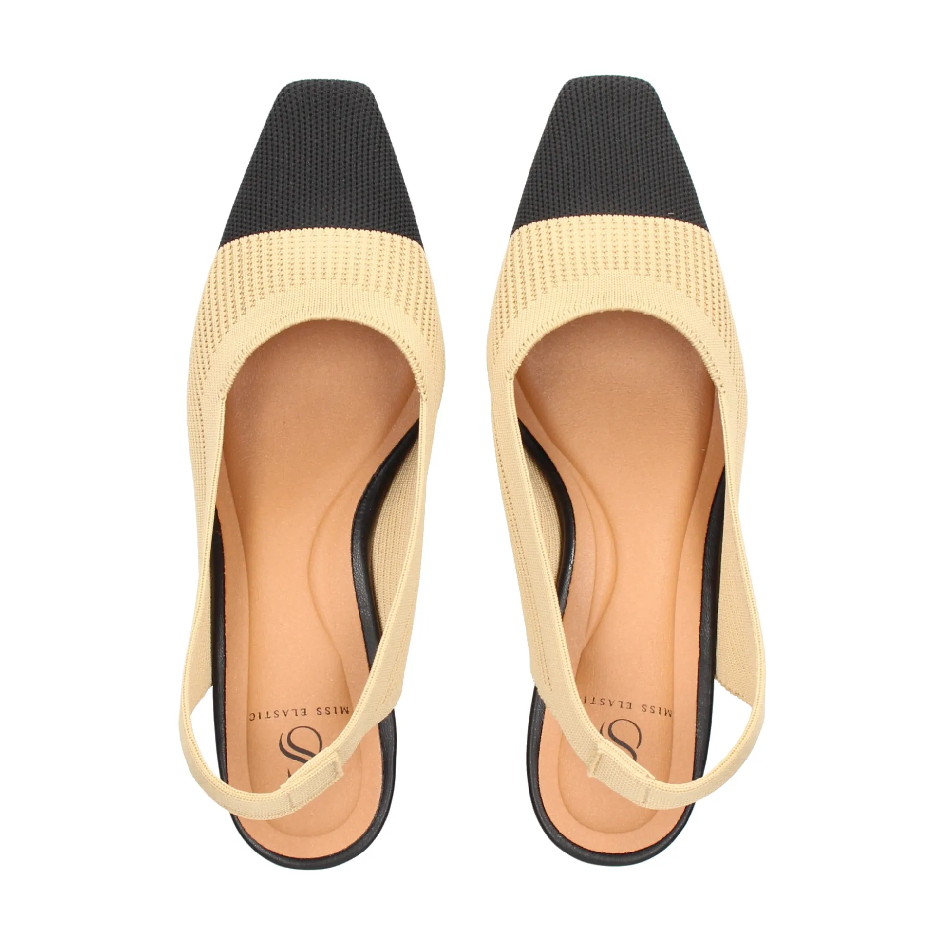 MISS ELASTIC Zapatos de tacón medio de Mujer 76702 72 CAMEL/NEGRO